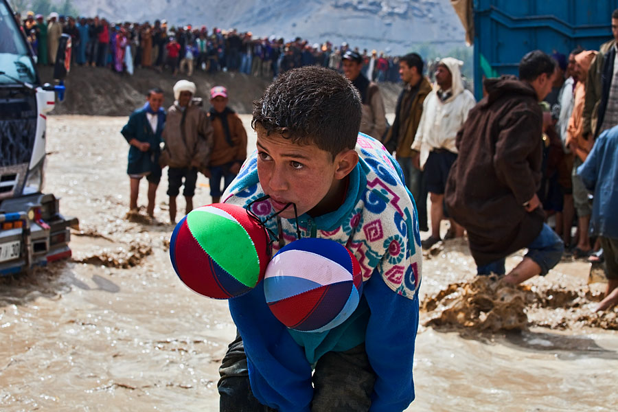  Flood disaster after heavy rainfall   Imilchil market   Morocco